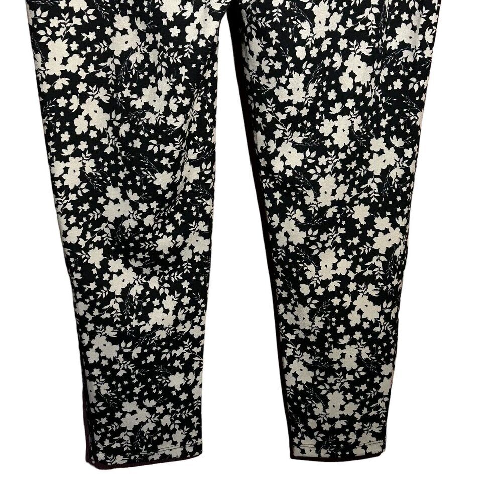 NINA LEONARD Black Floral Pull On Pants Tapered Leg Leggings Stretch Size 1X - Picture 6 of 10